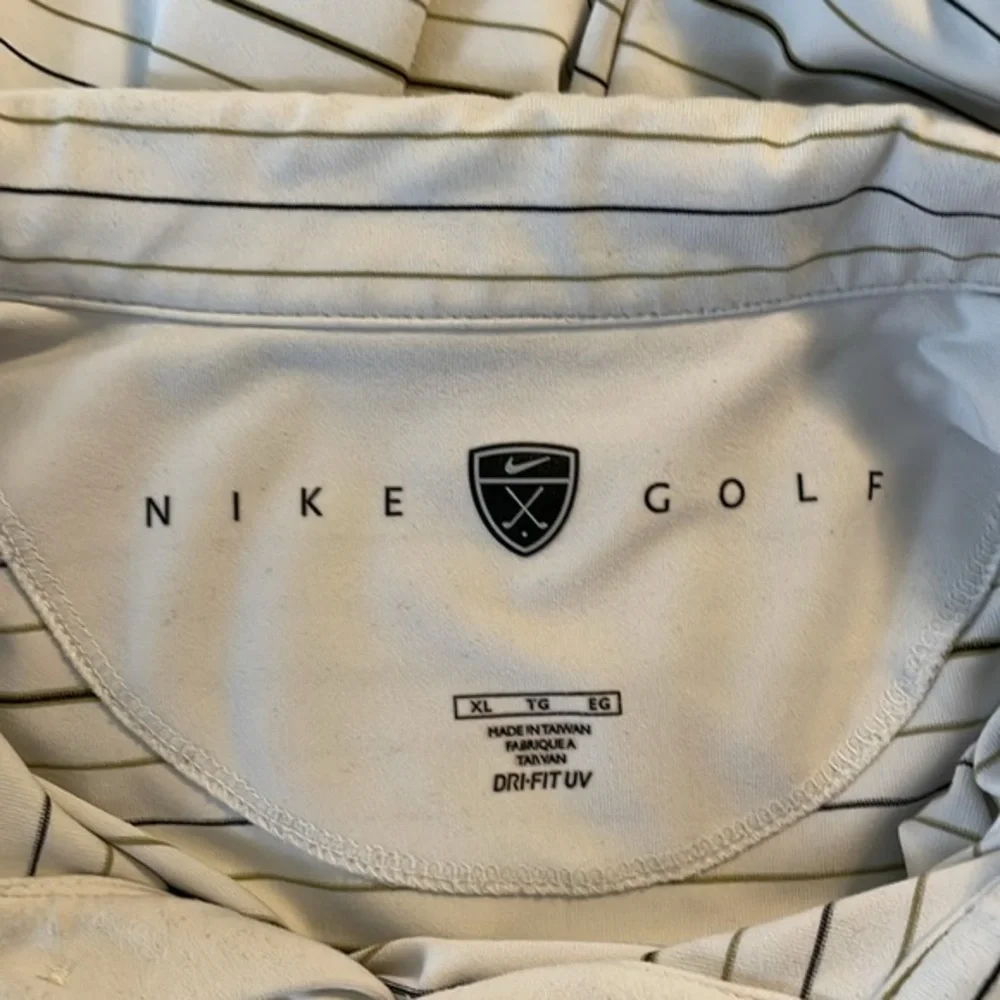 Nike Golf Dri-Fit UV Long Sleeve White Polo with Brown and Blue Stripes Size‎ XL - Picture 6 of 8
